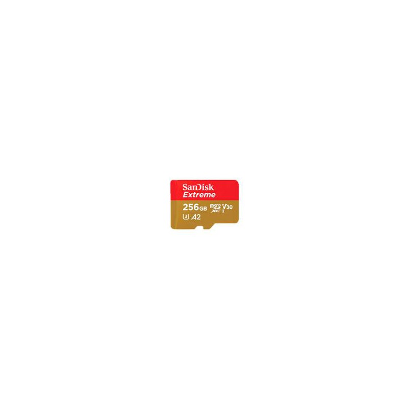 MEMORIA SANDISK MICRO SDXC 256GB EXTREME 190MB/S 4K CLASE 10 A2 V30 C/ADAPTADOR SDSQXAV-256G-GN6MA