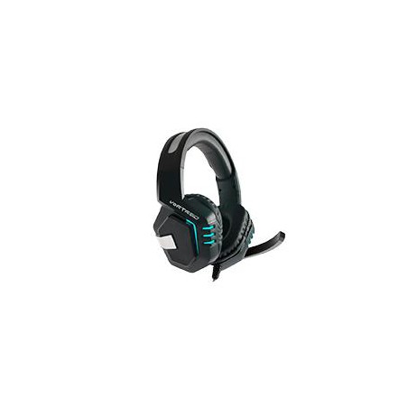 AUDIFONO DIADEMA GAMER CON MICROFONO PLEGABLE (USB LUZ) CONECTOR 3.5 MM TRRS VORTRED BY PERFECT CHOICE NEGRO