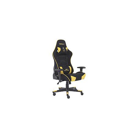 SILLA GAMER DE TELA OCELOT/ COLOR AMARILLA CON NEGRO / BASE REFORZADA DE NYLON/ DESCANSA BRAZOS AJUSTABLES / ANGULO DE INCLINACI