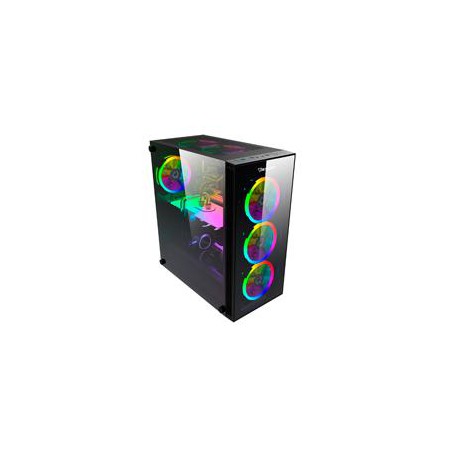 GABINETE GAMER OCELOT/NEGRO/MEDIA TORRE/SOPORTA 6X VENTILADORES 120MM/SOPORTA GPU 350MM/CRISTAL TEMPLADO/SIN FUENTE/ATX