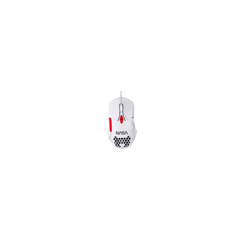 MOUSE GAMER NASA BY TECHZONE NS-GM04 ALAMBRICO LED RGB BLANCO 7 BOTONES HASTA 6400 DPIS