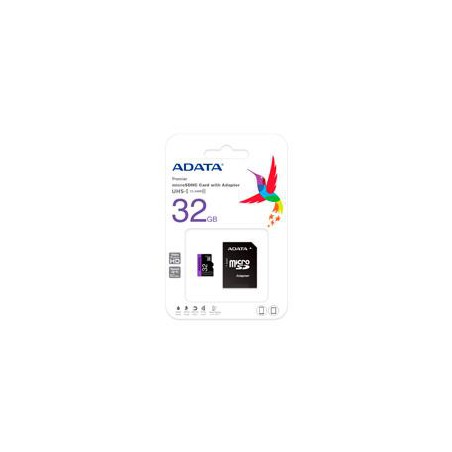 MEMORIA ADATA MICRO SDHC 32GB UHS-I CLASE 10 C/ADAPTADOR (AUSDH32GUICL10-RA1)