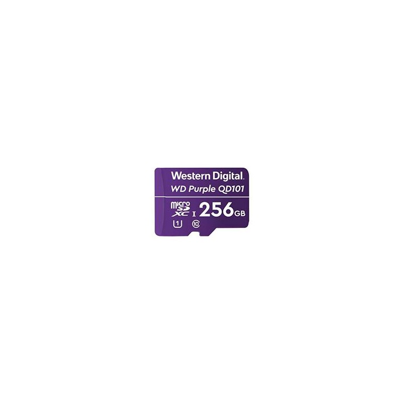 MEMORIA WD PURPLE SC QD101 MICRO SDXC 256GB VIDEOVIGILANCIA 24/7 CLASE 10 U1 LECT 50MB/S ESC 40MB/S WDD256G1P0C