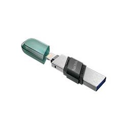 MEMORIA SANDISK 256GB IXPAND FLASH DRIVE FLIP PARA IPHONE/IPAD LIGHTNING/USB 3.1 METLICA CON TAPA DE PLSTICO SDIX90N-256G-GN6NE