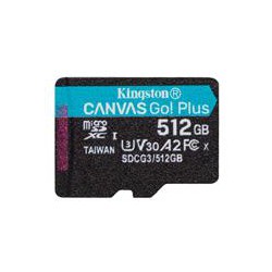 MEMORIA KINGSTON MICRO SDXC CANVAS GO! PLUS 512GB UHS-I U3 V30 A2 CLASE 10 C/ADAPTADOR (SDCG3/512GB)