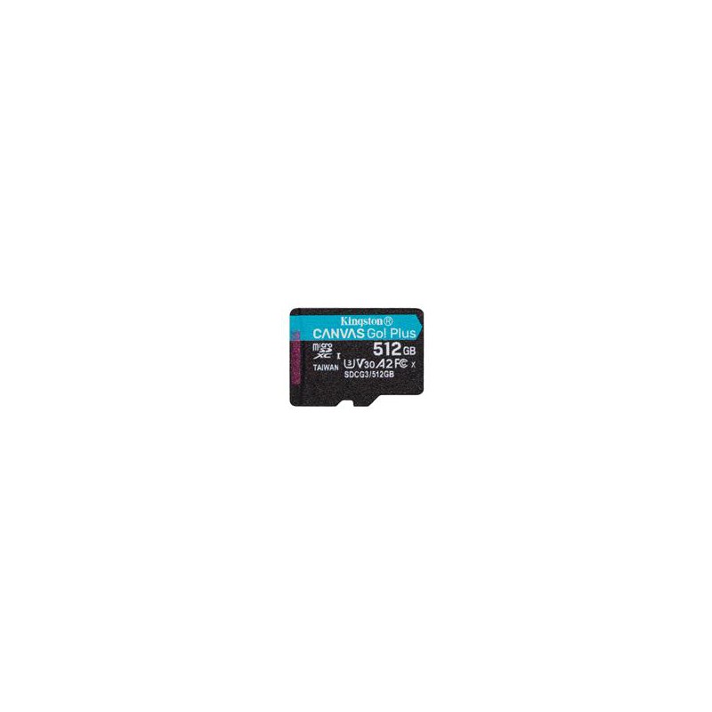 MEMORIA KINGSTON MICRO SDXC CANVAS GO! PLUS 512GB UHS-I U3 V30 A2 CLASE 10 C/ADAPTADOR (SDCG3/512GB)