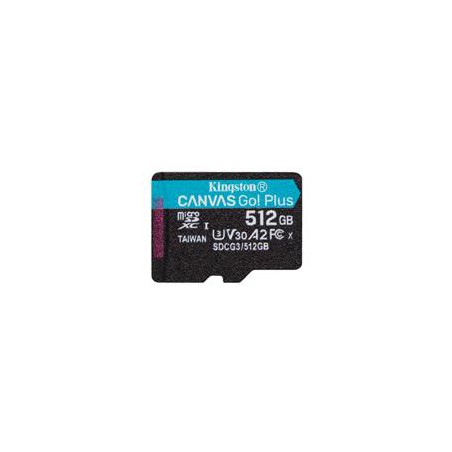 MEMORIA KINGSTON MICRO SDXC CANVAS GO! PLUS 512GB UHS-I U3 V30 A2 CLASE 10 C/ADAPTADOR (SDCG3/512GB)