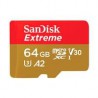 MEMORIA SANDISK MICRO SDXC 64GB EXTREME 170MB/S 4K CLASE 10 A2 V30 C/ADAPTADOR SDSQXAH-064G-GN6MA