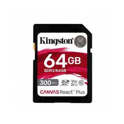 MEMORIA FLASH SD KINGSTON SDXC CANVAS REACT PLUS 64GB 300R UHS-II V90(SDR/64GB)