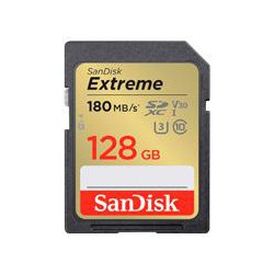 MEMORIA SANDISK SDXC 128GB EXTREME 180MB/S 4K CLASE 10 U3 V30 SDSDXVA-128G-GNCIN