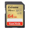 MEMORIA SANDISK SDXC 64GB EXTREME 170MB/S 4K CLASE 10 U3 V30 SDSDXV2-064G-GNCIN