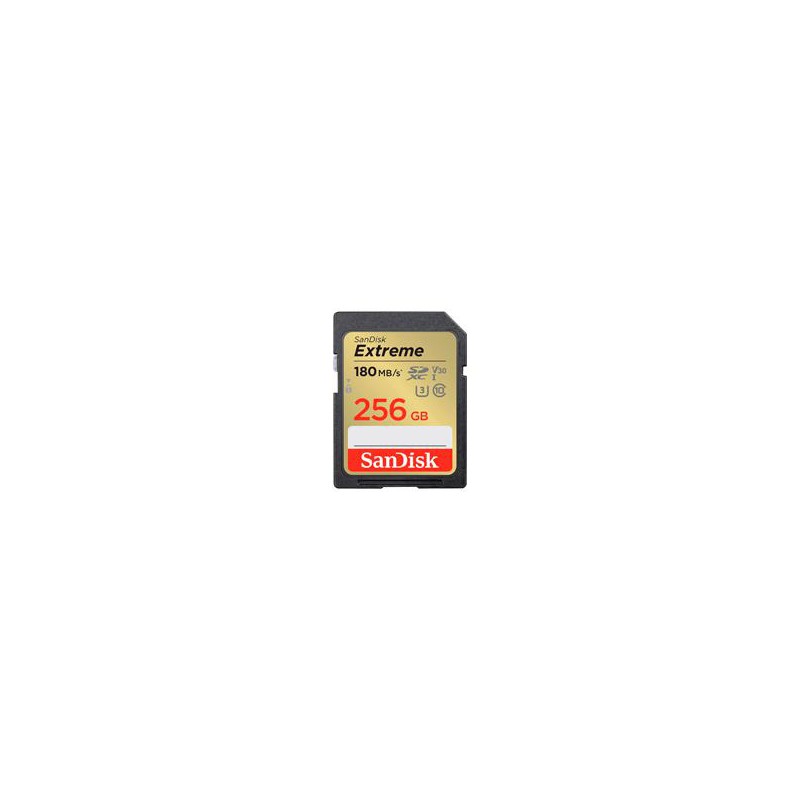 MEMORIA SANDISK SDXC 256GB EXTREME 180MB/S 4K CLASE 10 U3 V30 SDSDXVV-256G-GNCIN