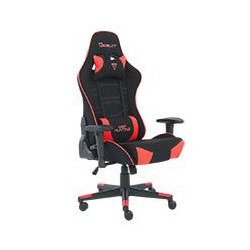 SILLA GAMER DE TELA OCELOT/ COLOR NEGRO CON ROJO/ BASE REFORZADA DE NYLON/ DESCANSA BRAZOS AJUSTABLES / ANGULO DE INCLINACION 15