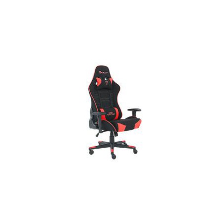 SILLA GAMER DE TELA OCELOT/ COLOR NEGRO CON ROJO/ BASE REFORZADA DE NYLON/ DESCANSA BRAZOS AJUSTABLES / ANGULO DE INCLINACION 15