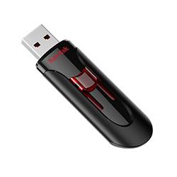 MEMORIA SANDISK 64GB USB 3.0 CRUZER GLIDE Z600 NEGRO C/ROJO SDCZ600-064G-G35