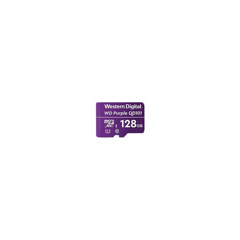 MEMORIA WD PURPLE SC QD101 MICRO SDXC 128GB VIDEOVIGILANCIA 24/7 CLASE 10 U1 LECT 50MB/S ESC 40MB/S WDD128G1P0C