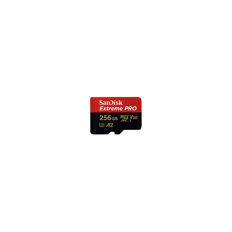 MEMORIA SANDISK MICRO SDXC 256GB EXTREME PRO 200MB/S 4K CLASE 10 A2 V30 C/ADAPTADOR SDSQXCD-256G-GN6MA